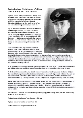 A preview of a PDF biography for Wilkinson, Reginald Eric